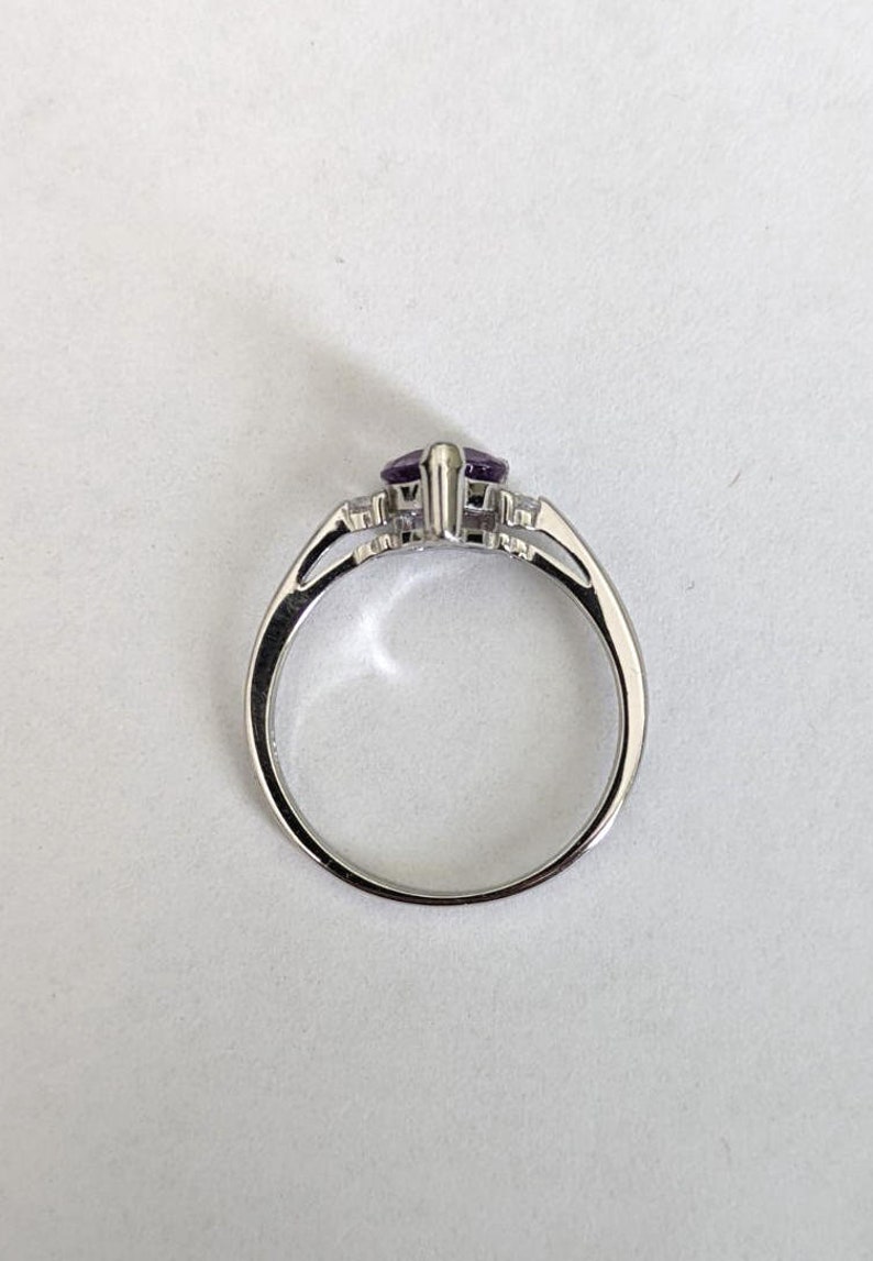 CLEARANCE Genuine Natural Amethyst Heart in an Accented Sterling Silver Ring image 3