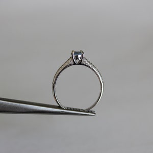 CLEARANCE Aquamarine Lab Created Round in a Pave Sterling Silver Ring zdjęcie 5