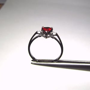 CLEARANCE Garnet Red CZ Heart in an Accented Sterling Silver Ring image 2