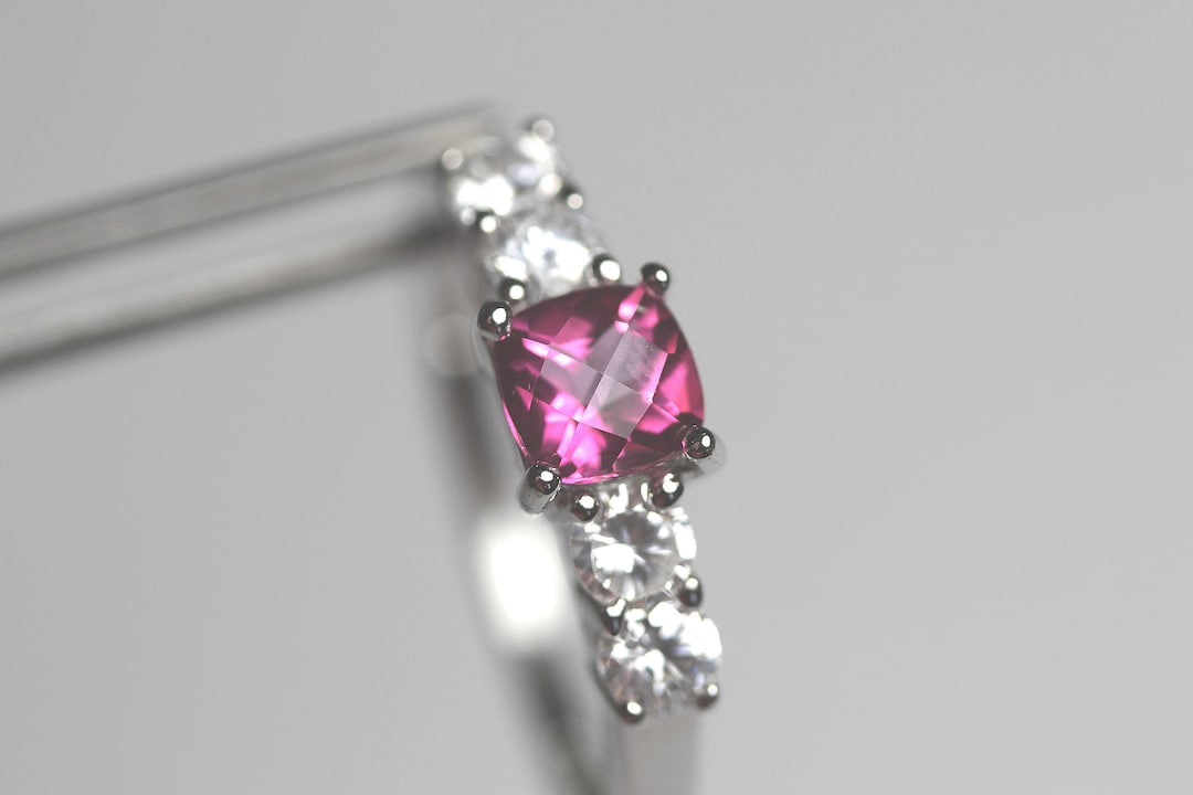 CLEARANCE Pretty Genuine Pure Pink Topaz Square in an Accented Sterling ...