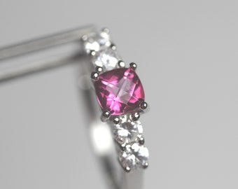 CLEARANCE  Pretty Genuine Pure Pink Topaz Square in an Accented Sterling Silver Setting