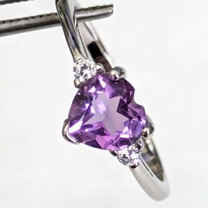 CLEARANCE Genuine Natural Amethyst Heart in an Accented Sterling Silver Ring image 4