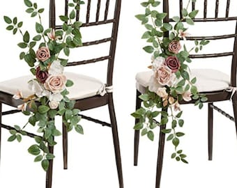 2Pcs 26.77in Wedding Aisle Flowers Decorations Chair Decorations Rose for Wedding Ceremony Reception Outside