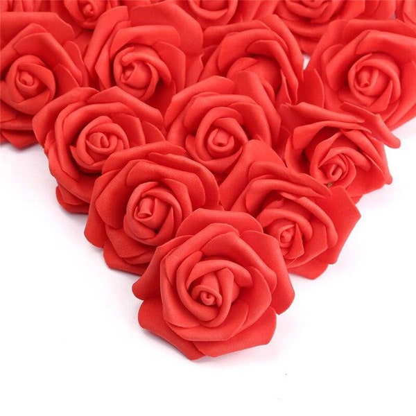 100Pcs Artificial Rose Head High Quality Foam Rose Flower Heads, Bridal Wedding Decoration, Floral Arrangements, for Wreath, Garland