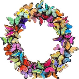 Floral Handmade Wildflower Wreath Front Door Wreath Colorful Wreath Artificial Daisy Green Leaves Flowers Wreath Spring Door Wreaths Wedding 40cm/16'' butterfly