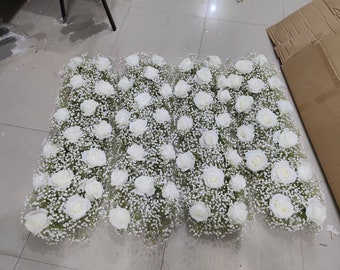 100cm Wedding Flower Row Fake Baby's Breath Flowers Wedding Reception Stage Backdrop Wall Decoration Engagement Decoration Wedding Decor