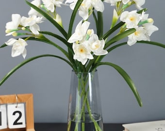 10PCS Artificial daffodils, Spring flowers, 17.71in Fake silk flowers, Home and office decorations, Wedding decorations