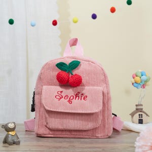 Personalized Toddler Backpack with Crochet Corduroy Backpack for Kids Mini Backpack Custom Baby Backpack with Name Preschool Backpack Gifts