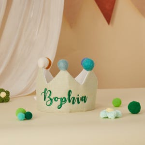 Custom Muslin Birthday Crown Girl Name Crown for First Birthday Party Decor Personalized Toddler Crown Fabric Crown Birthday Gifts for Kids