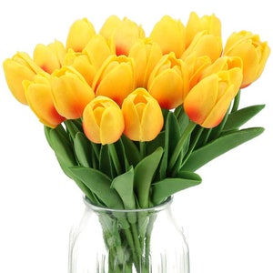 10 tiges de tulipes artificielles, compositions florales, bouquet de mariée, décoration florale, décoration d'intérieur, blanc/rose/jaune/rouge Sunset