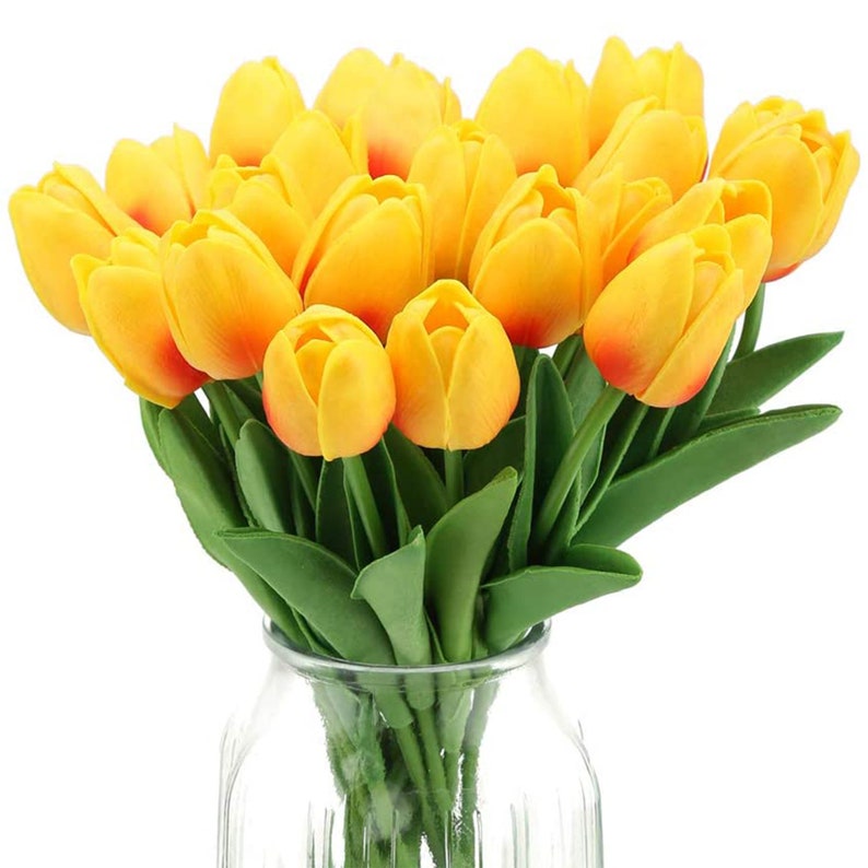 10 tiges de tulipes artificielles, compositions florales, bouquet de mariée, décoration florale, décoration d'intérieur, blanc/rose/jaune/rouge Sunset