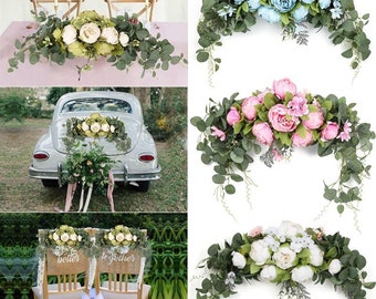 Wedding Arch Flowers Artificial Swag Peony Flower Wall Swag, for wedding arch Eucalyptus Floral Swag Wreath Twig for Wedding Door Decoration