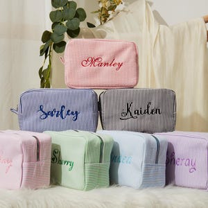 Custom Makeup Bag with Name Embroidered Cosmetic Bag for Travel Makeup Personalized Toiletry Bag for Bridal Shower Gift for Bridesmaid Gifts