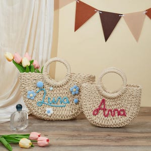 Personalized Straw Bridesmaid HandBag for Wedding Favor Bridesmaid Gift for Wedding Party Custom Straw Beach Bag for Bachelorette Party Gift
