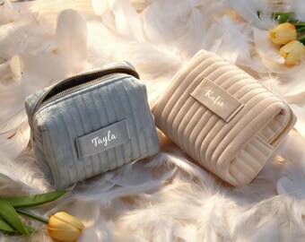 Personalized Velvet Cosmetic Bag, Bridesmaid Gift Ideas