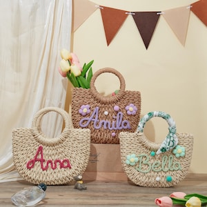 Bridesmaid Bag Personalized Beach Bag with Name for Bridesmaid Gifts Basket Party Favours Custom Straw HandBag for Bachelorette Party Gifts