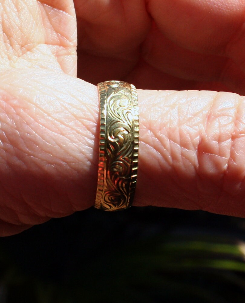 Size 10. Unique Hand Engraved Brass Ring Suitble as a Pendant Etsy