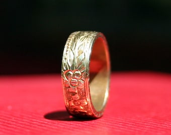 Größe 5. Einzigartige Hand gravierte Messing Ring als Anhänger geeignet