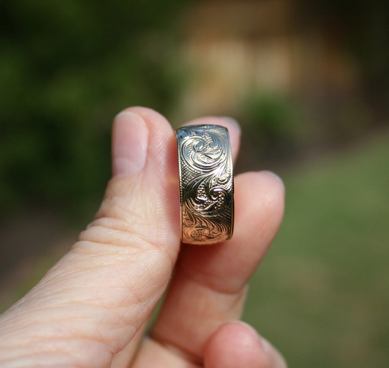 An Example not for sale. Made To Order. Hand Engraving on Customers Rings image 2