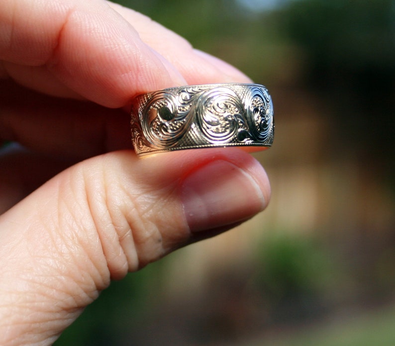 An Example not for sale. Made To Order. Hand Engraving on Customers Rings image 1