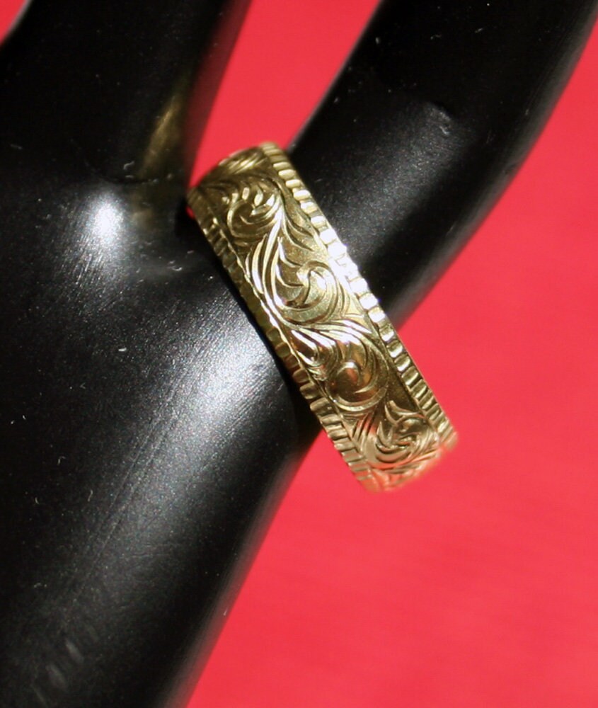 Size 10. Unique Hand Engraved Brass Ring Suitble as a Pendant Etsy