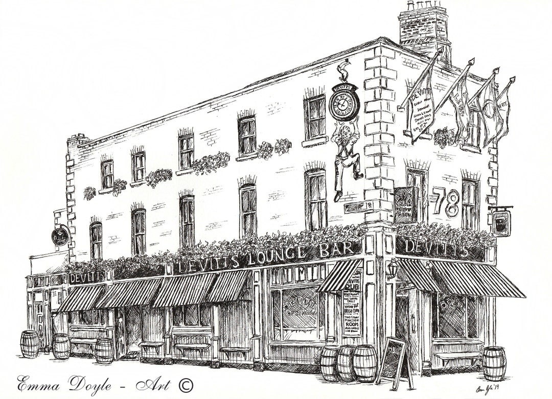 Dublin Pub - Devitts Bar, Dublin, Ireland - Etsy