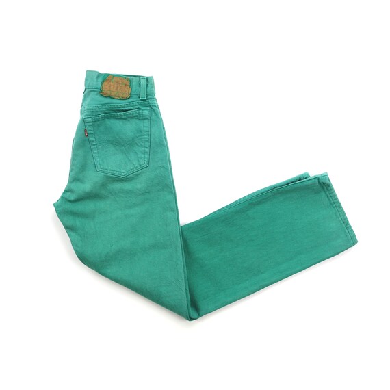 Vintage Levis 701 Mint Green Button Fly Jeans // S