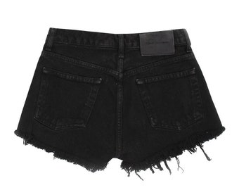 Vintage 90s Mid Rise Black Distressed Shorts