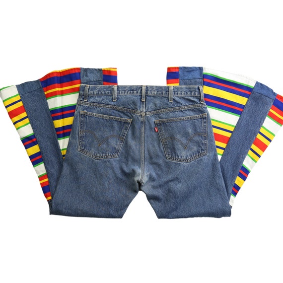 Vintage Levis 517 Reworked Rainbow Bell Bottom Je… - image 1