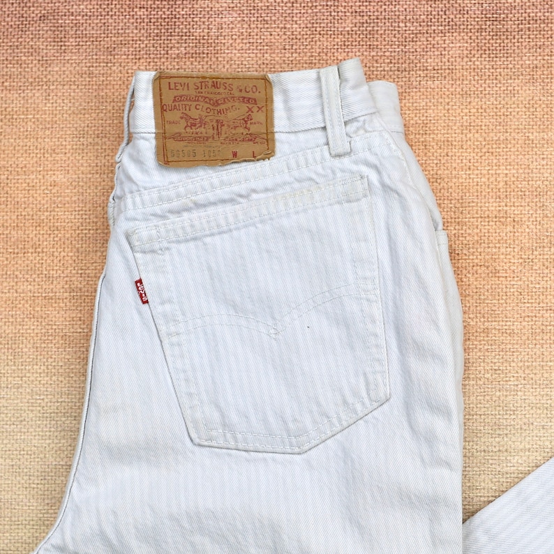 Vintage 505 White Pin Striped High Waisted Levis Jeans // Size | Etsy