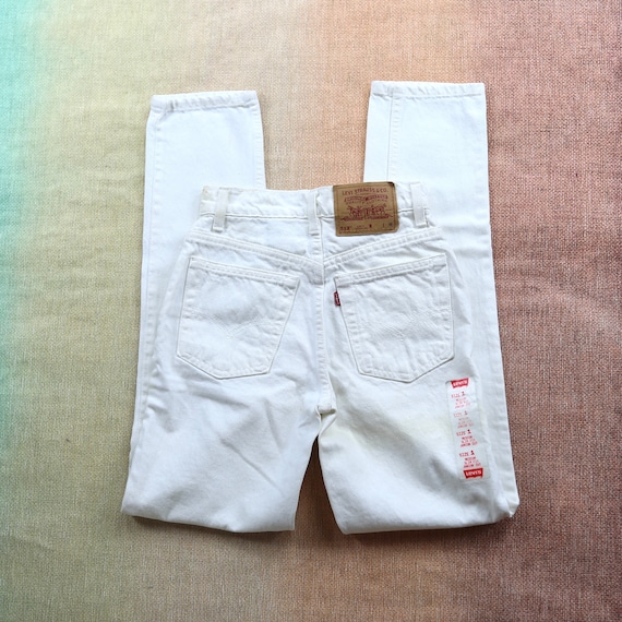 Vintage Levis 512 90s White High Waisted Jeans Waist 24 25 Etsy