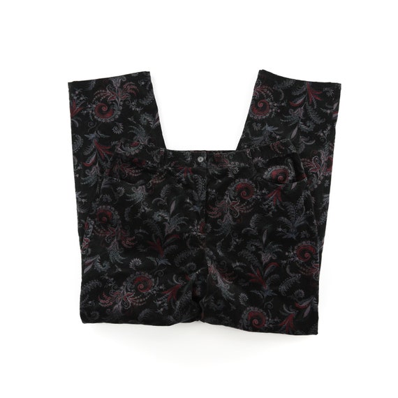 Vintage Plus Size Paisley Black Corduroy Pants