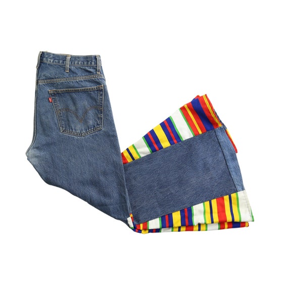 Vintage Levis 517 Reworked Rainbow Bell Bottom Je… - image 3