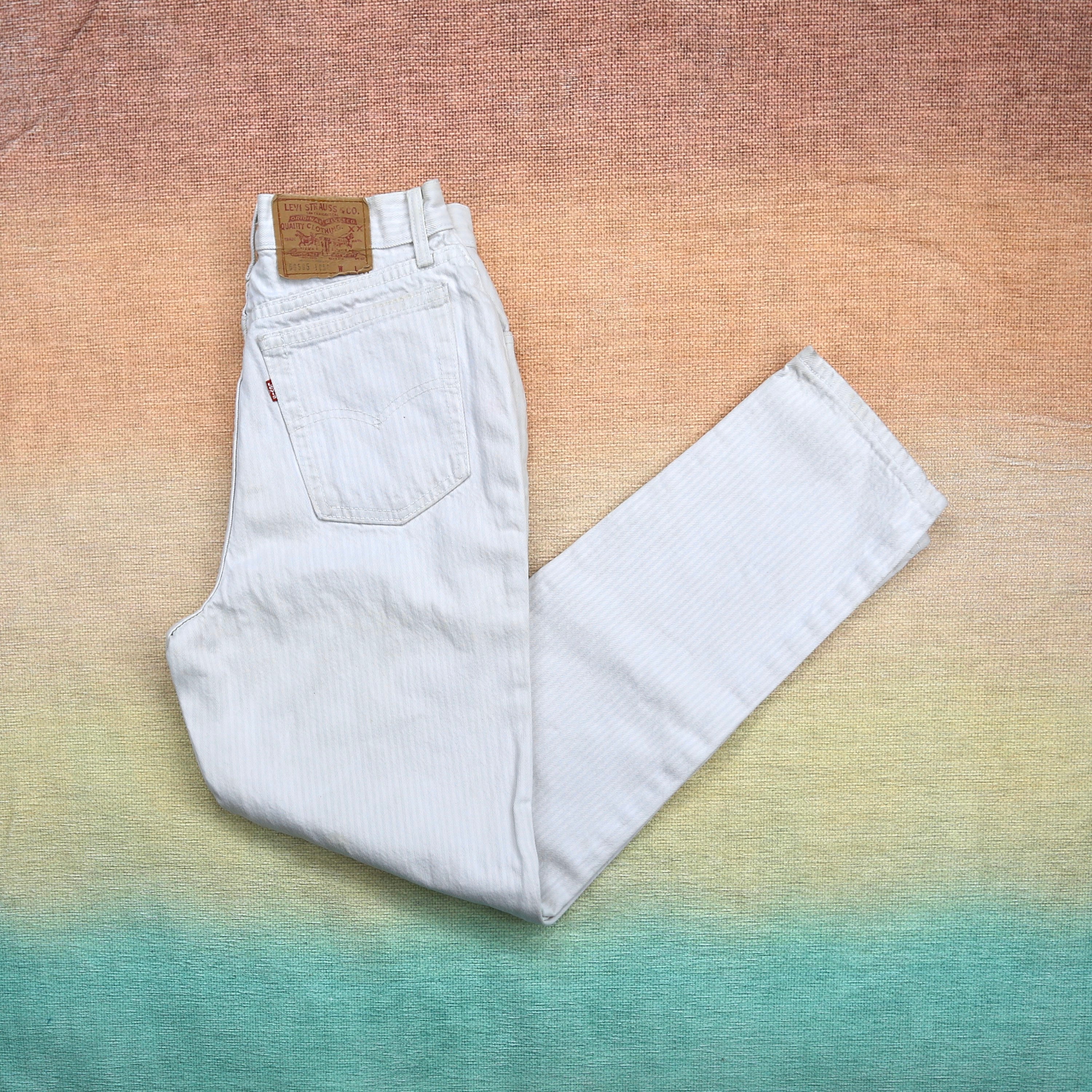 journalist rim brysomme Vintage Levis 505 White Pin Striped High Waisted Jeans - Etsy