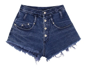 Vintage 90er-Jahre-Shorts im Distressed-Stil mit Knöpfen