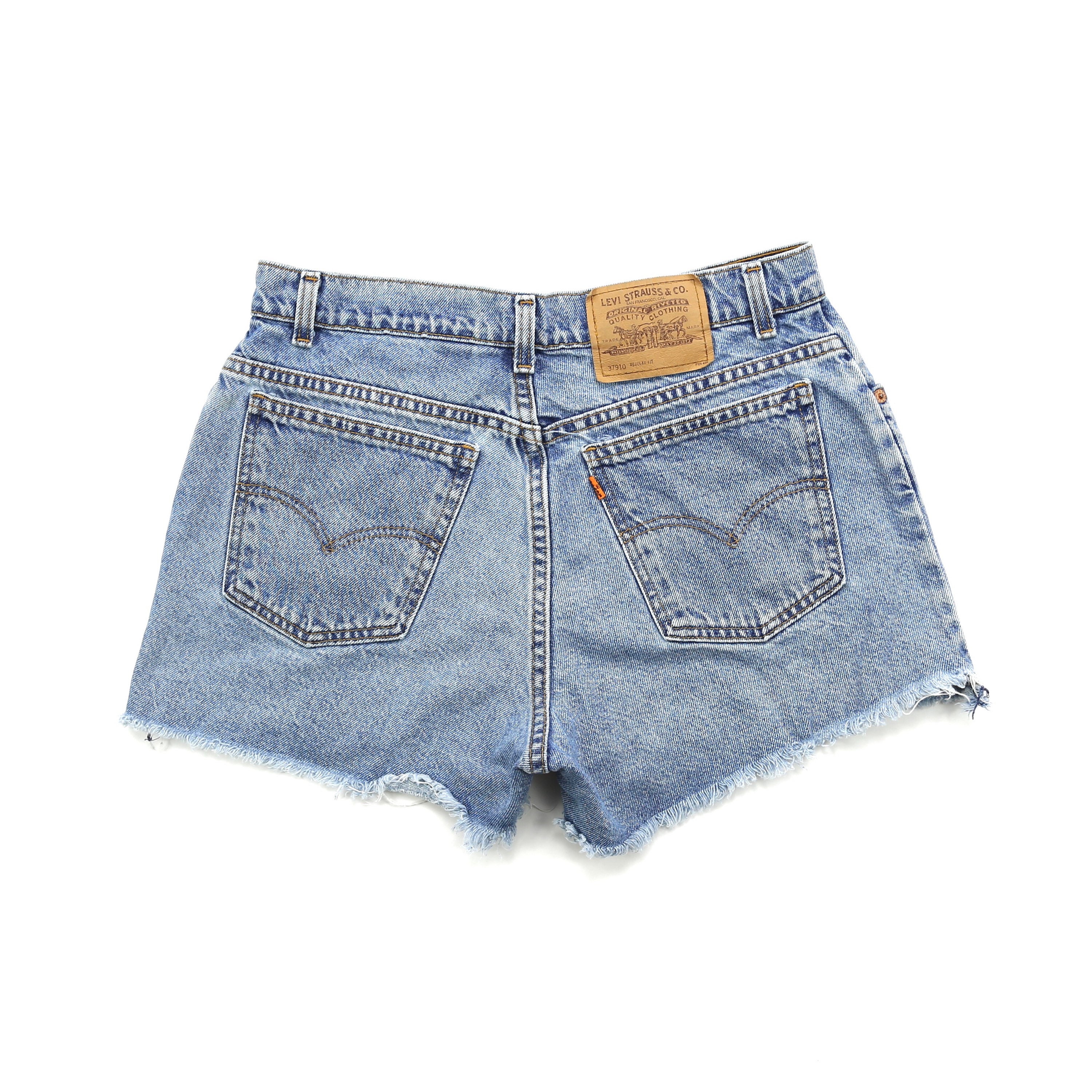 Vintage Levis 910 Medium Wash Distressed Shorts // Size 30/31
