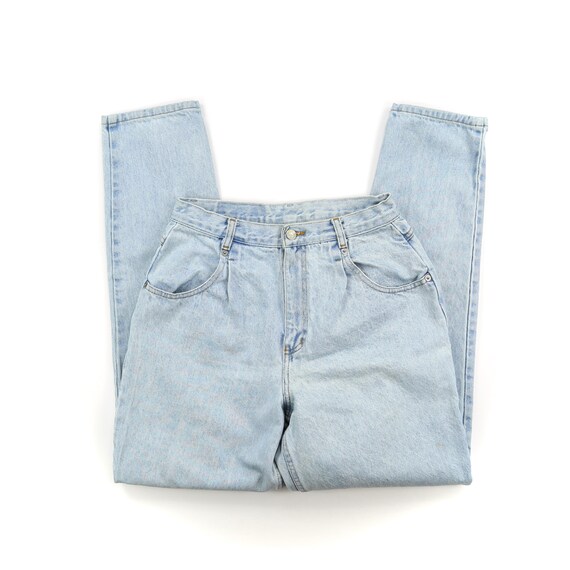 Vintage Light Wash Pleated High Waisted Jeans // S