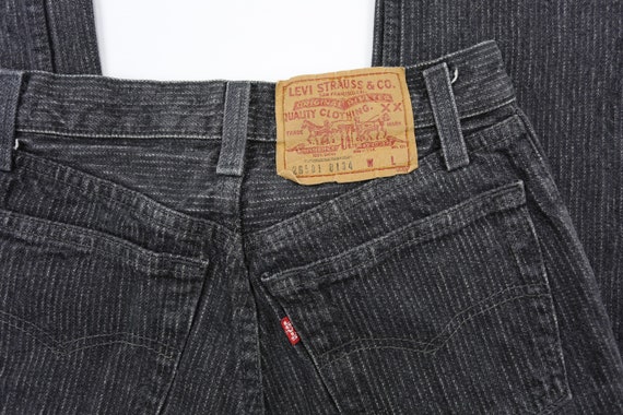 Vintage Levis 501 Black Striped High Waisted Jean… - image 3