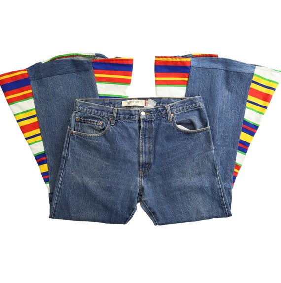 Vintage Levis 517 Reworked Rainbow Bell Bottom Je… - image 2