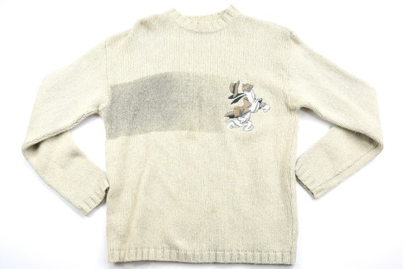 Vintage Droopy Detective White Winter Sweater // S