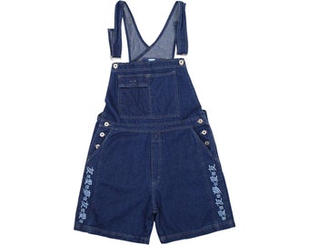 Vintage Y2K Denim Overall Shorts in dunkler Waschung