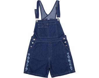 Vintage Y2K Dark Wash Denim Overall Shorts