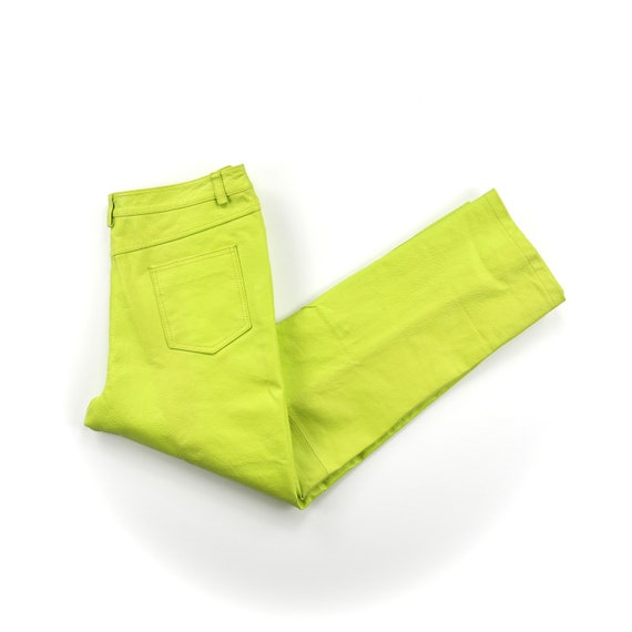 lime green leather pants