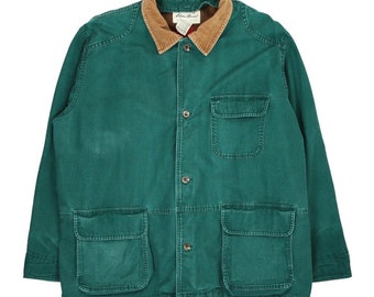 Vintage 90s Green Corduroy Collar Oversized Jacket