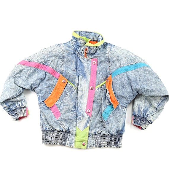 Vintage Colorful Puffy Andy Johns Denim Jacket XS/