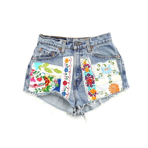 Vintage Levis 512 Patched Embroidered Medium Wash