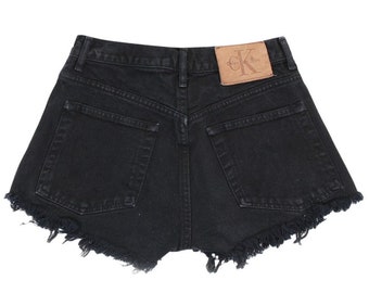 Vintage 90s Mid Rise Black Distressed Shorts