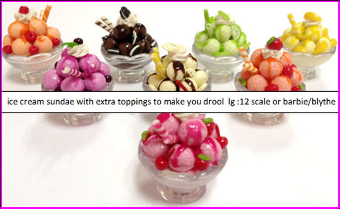 Dollhouse Miniature Ice Cream Sundae: Fimo Style, 1/6 or 1/12 Scale - Etsy