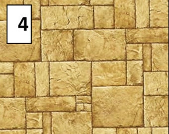6 different BRICKS & STONES COLLECTION dolls house wallpaper!