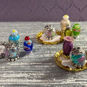set of 4 Perfumes on a tray all handmade 3 different styles - just one of our boudoir sets/kits to collect